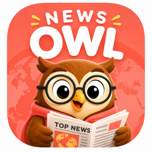 News Owl logo — a friendly cartoon owl reading a newspaper
